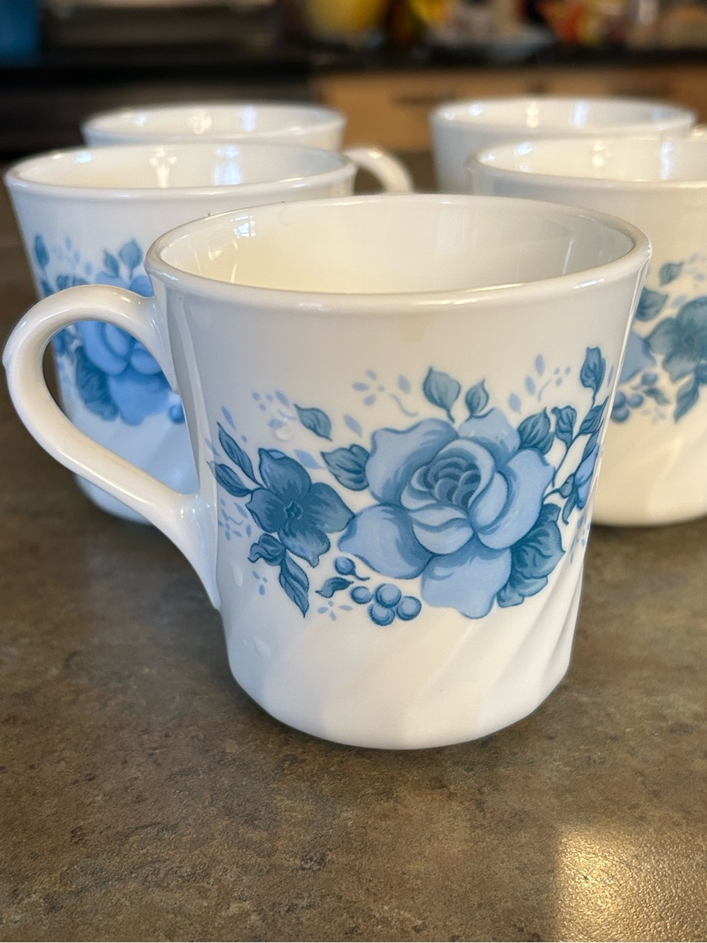 Corning Blue Velvet vintage mugs Set of 5